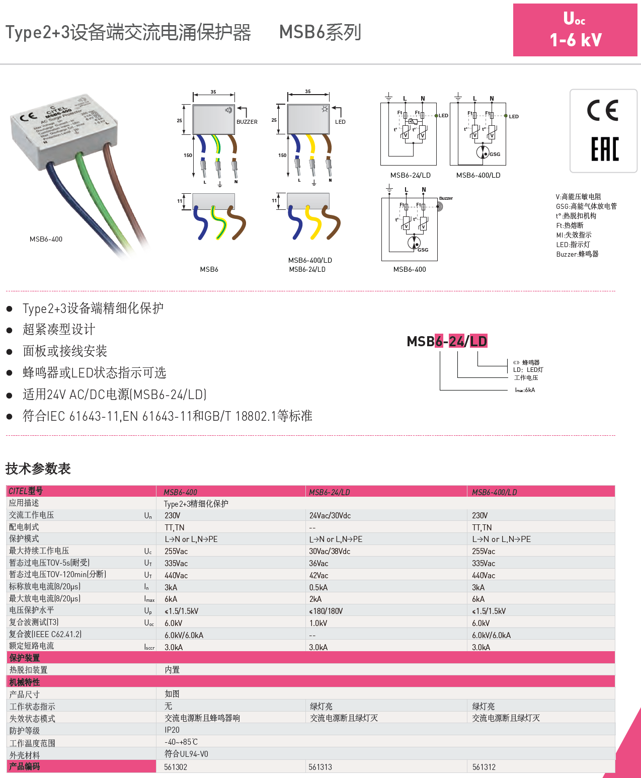 MSB6-24/LD CITEL西岱爾電涌保護(hù)器：高效防護(hù)，守