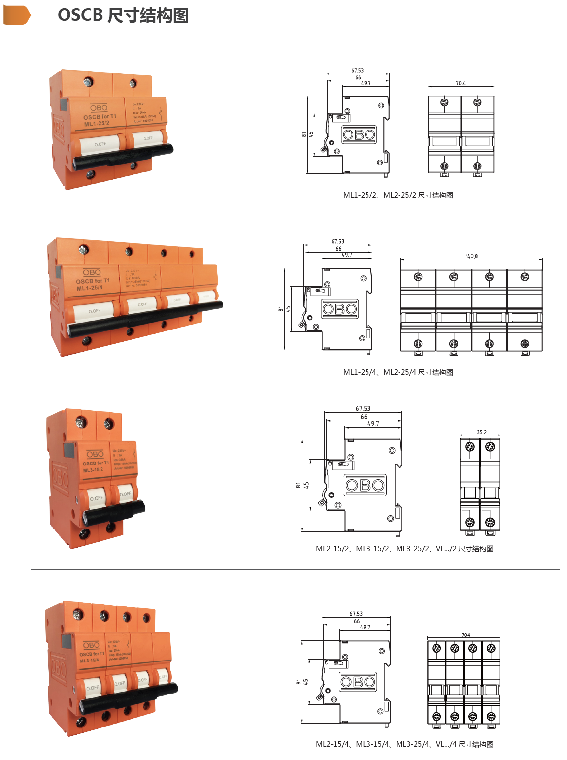 OSCB VL4-60/4P OBO浪涌后備保護器：工業(yè)級四極綜