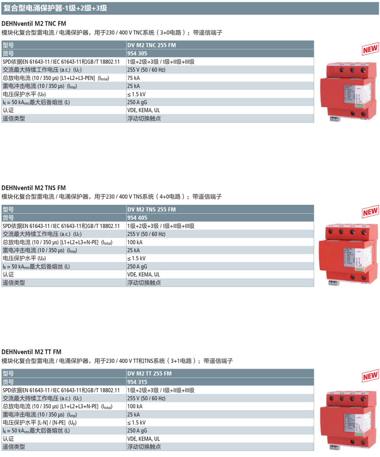 DV M2 TT 255 FM DEHN三相復(fù)合型電涌保護(hù)器：高效