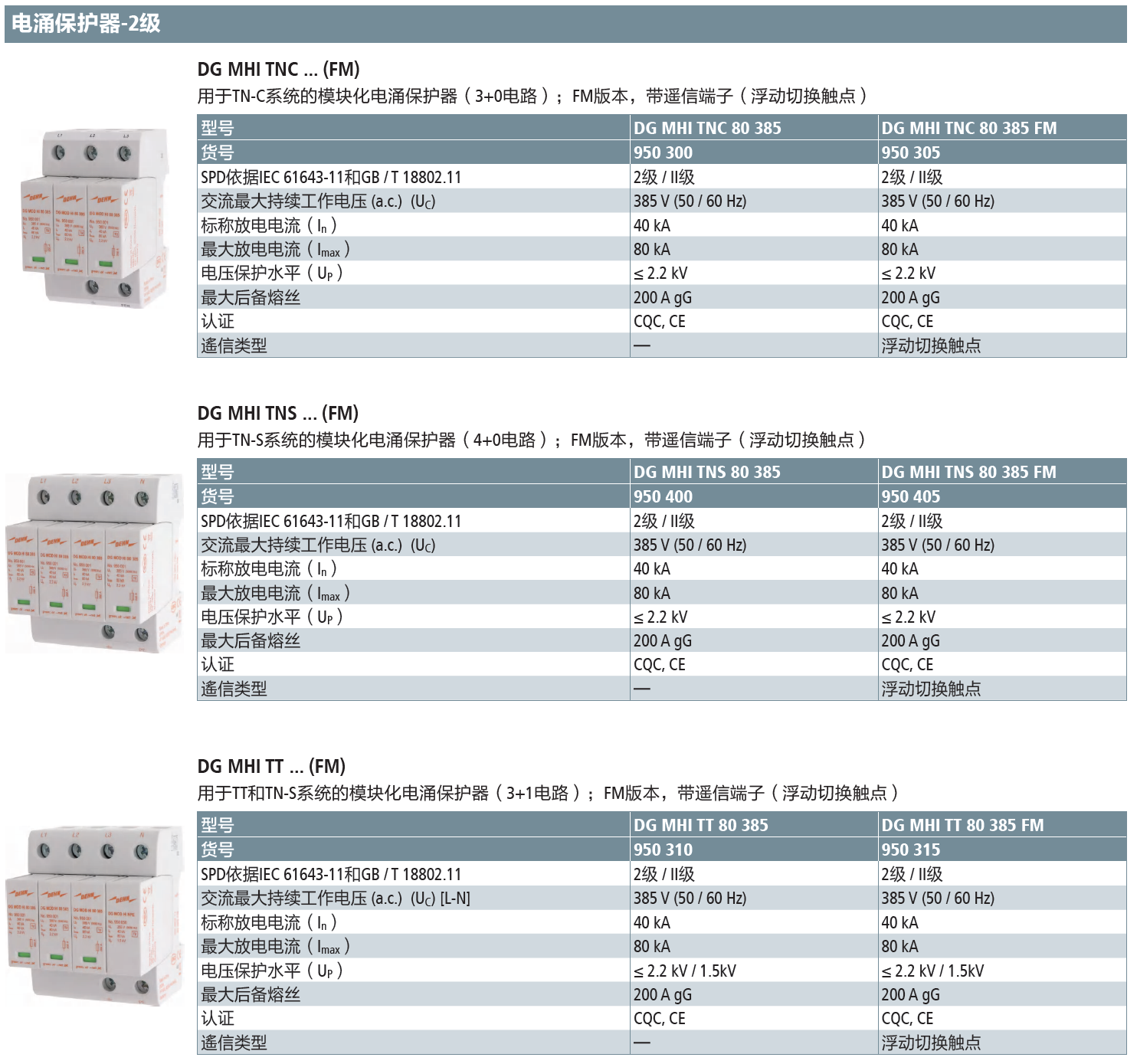 DG MHI TNS 80 385 FM DEHN模塊化TN-S電涌保護(hù)器
