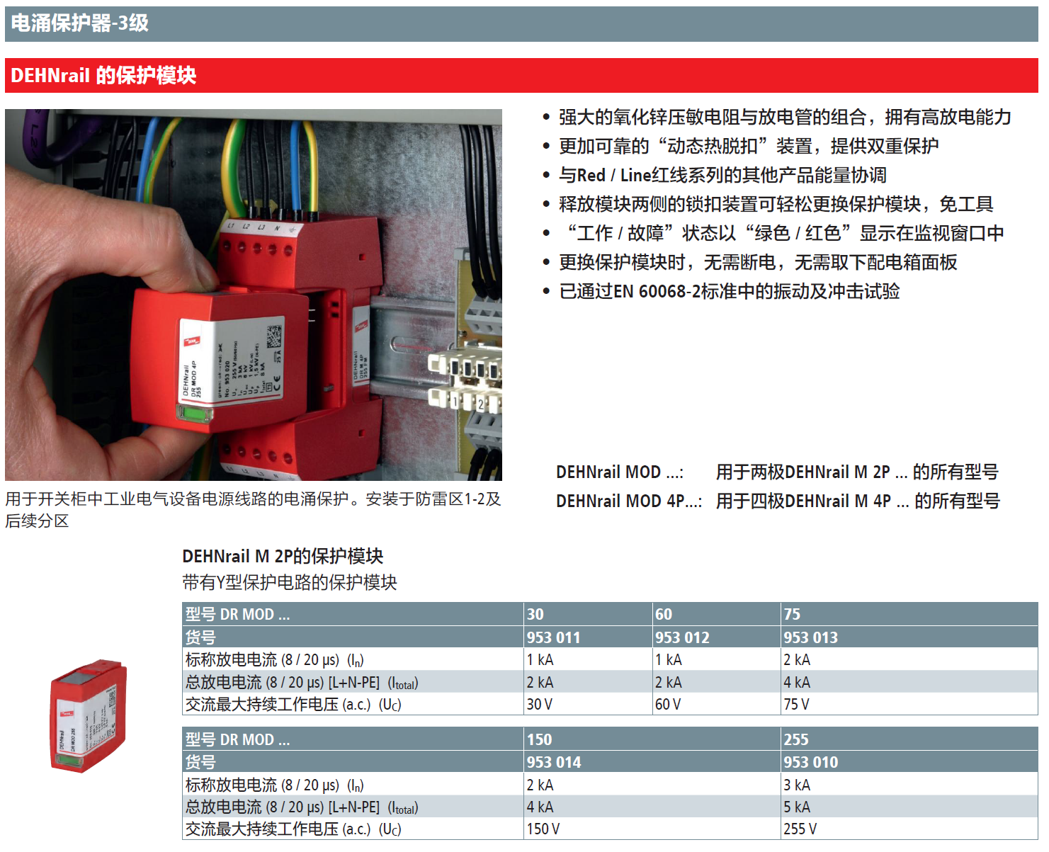 DR MOD 30 DEHN電涌保護(hù)器模塊：高效能的模塊化防