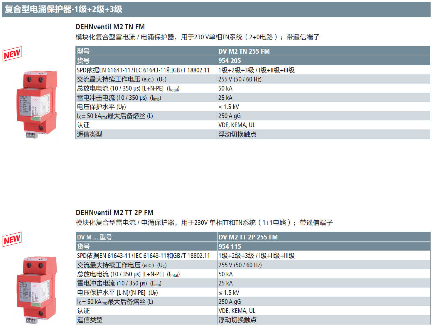 DV M2 TT 2P 255 FM DEHN單相復(fù)合型電涌保護(hù)器：