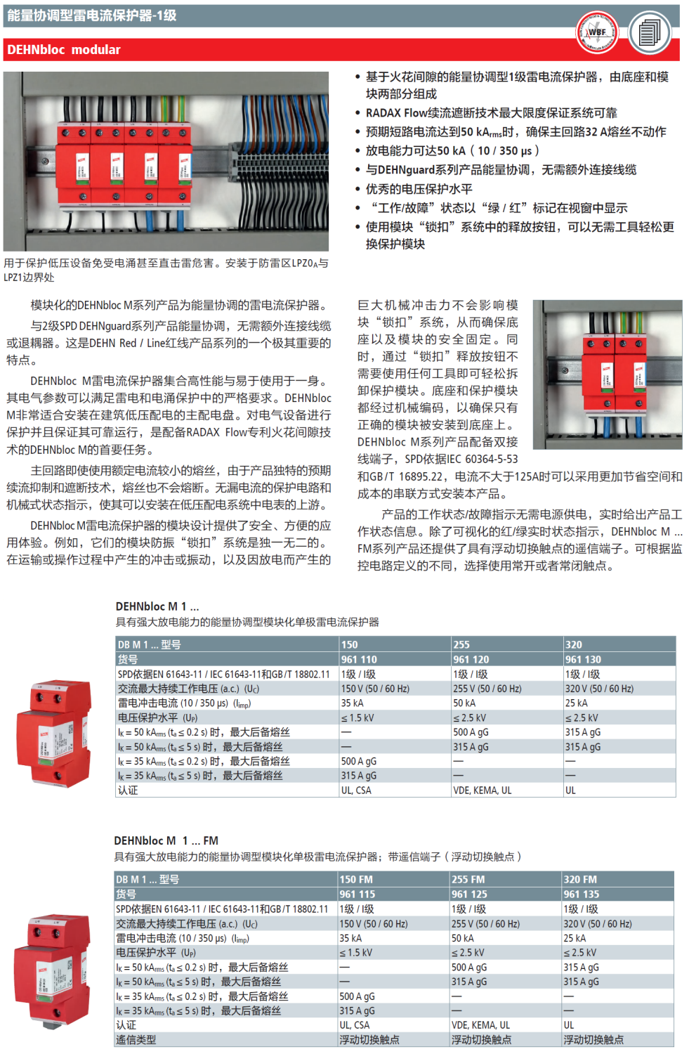 DB M 1 320 FM DEHN 單極能量協(xié)調(diào)型電流保護(hù)器：