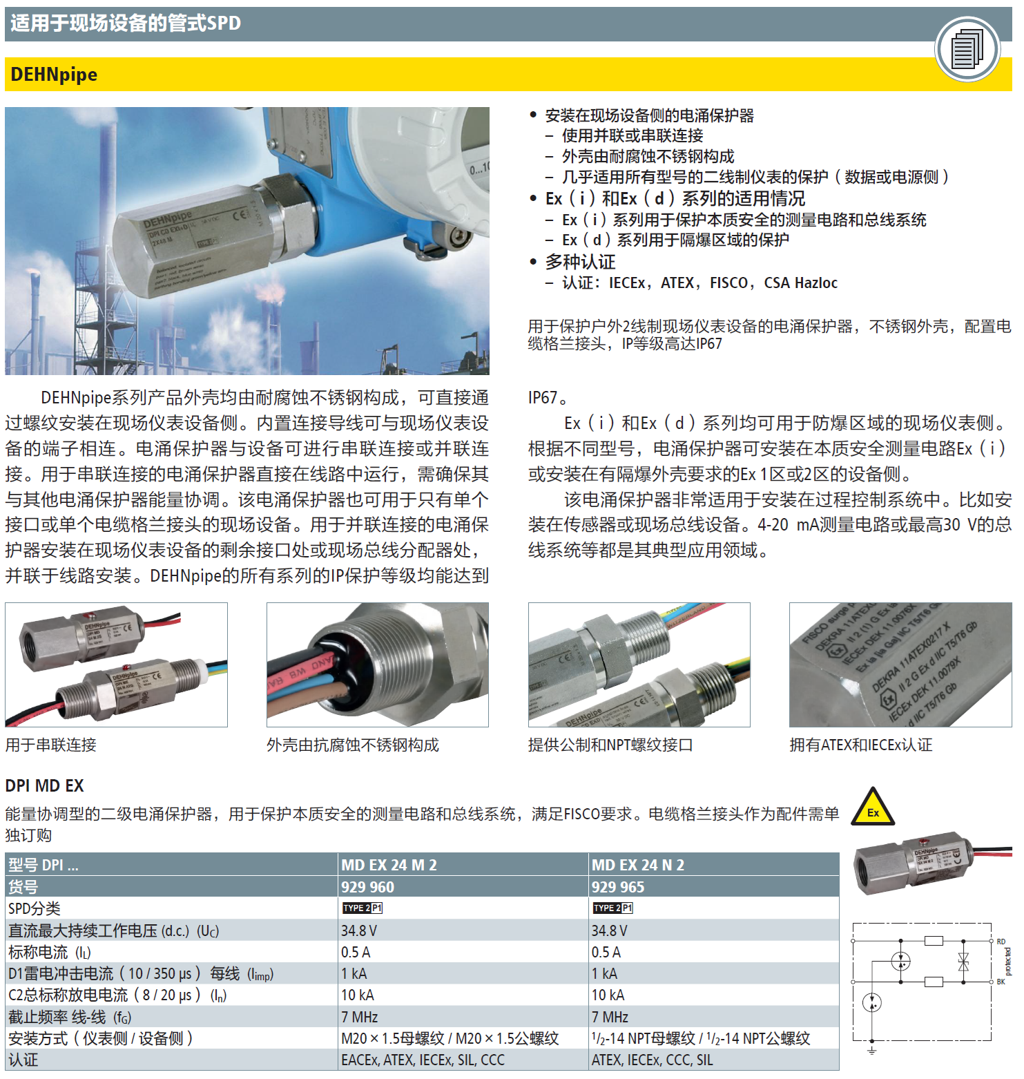 DPI MD EX 24 M 2 DEHN管式防雷器：高效能量協(xié)調(diào)