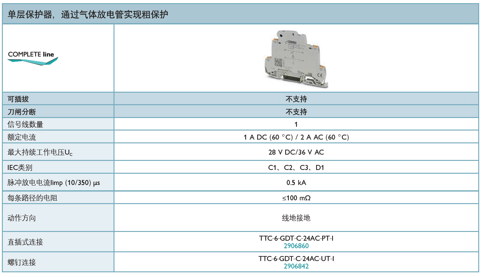 TTC-6GDT-C-24AC-PT-I菲尼克斯信號(hào)防雷器：工業(yè)測(cè)