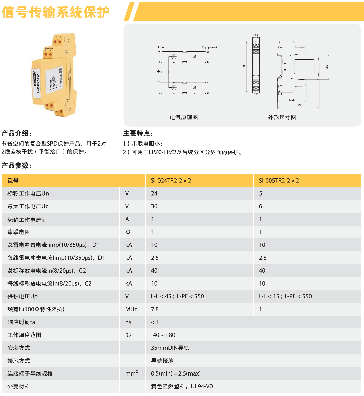 SI-024TR2-2x2 歐申信號防雷器：工業(yè)防雷保護的可