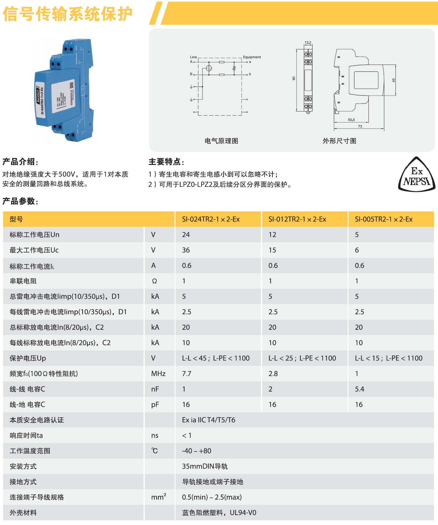 SI-024TR2-1x2-Ex 歐申信號防雷器：防爆環(huán)境下的