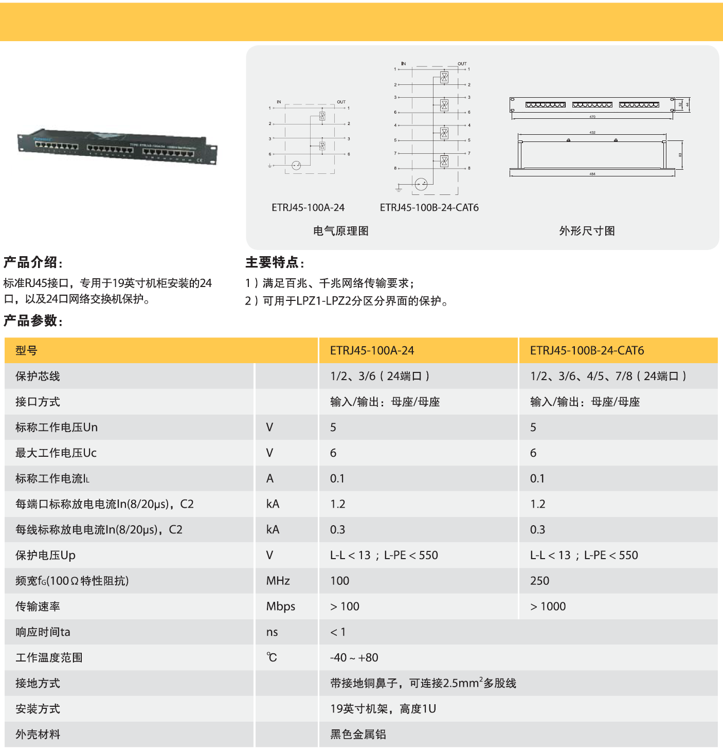 ETRJ45-100B-24-CAT6 歐申網(wǎng)絡防雷器：技術解析與