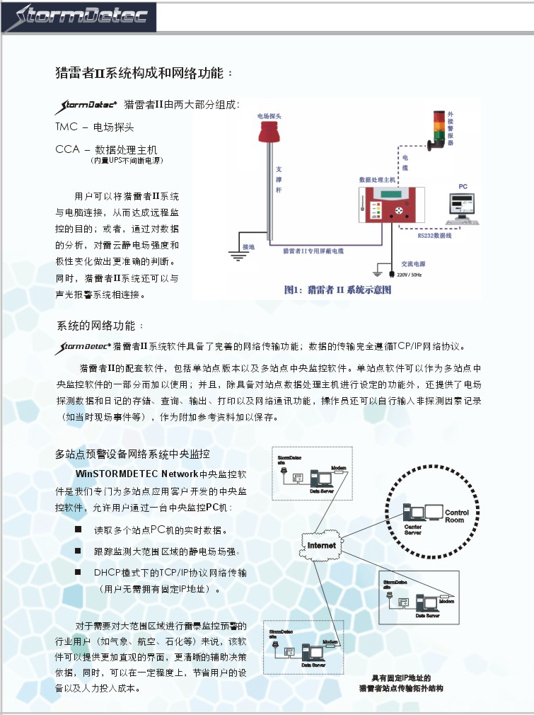 StormDetec 獵雷者II，TMC 電場(chǎng)探頭，CCA 數(shù)據(jù)處理主機(jī)