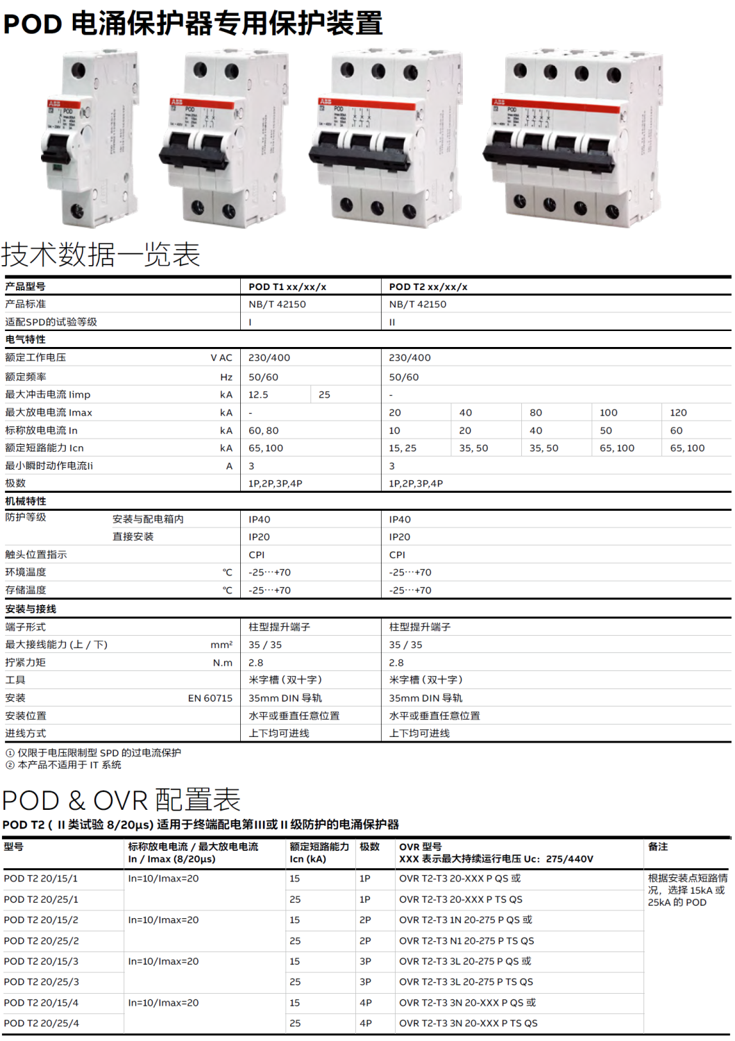 POD T2 20/25/4 ABB電涌專用后備保護(hù)器：性能解析