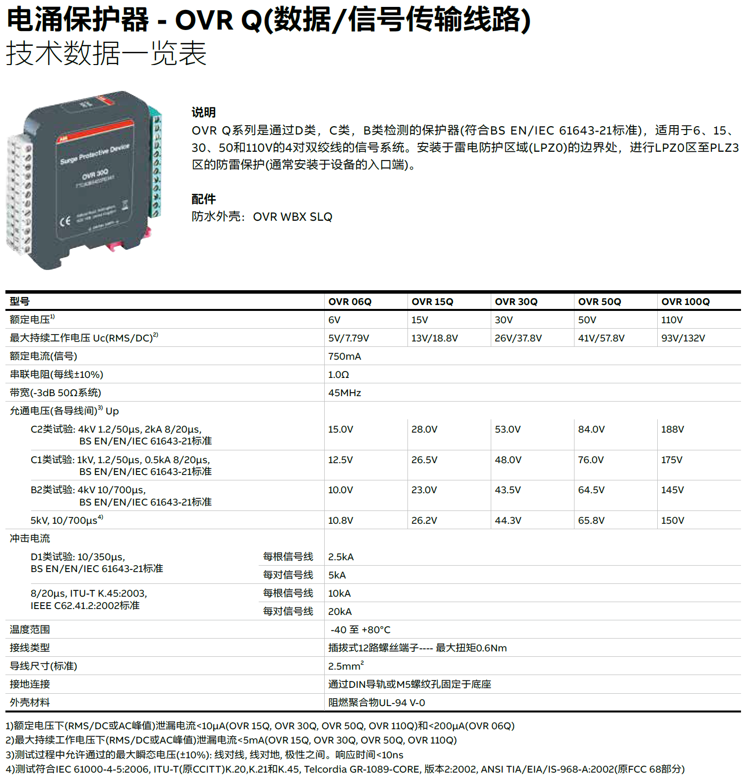 OVR 30Q ABB數(shù)據(jù)信號(hào)防雷器：智能防護(hù)，穩(wěn)定通信