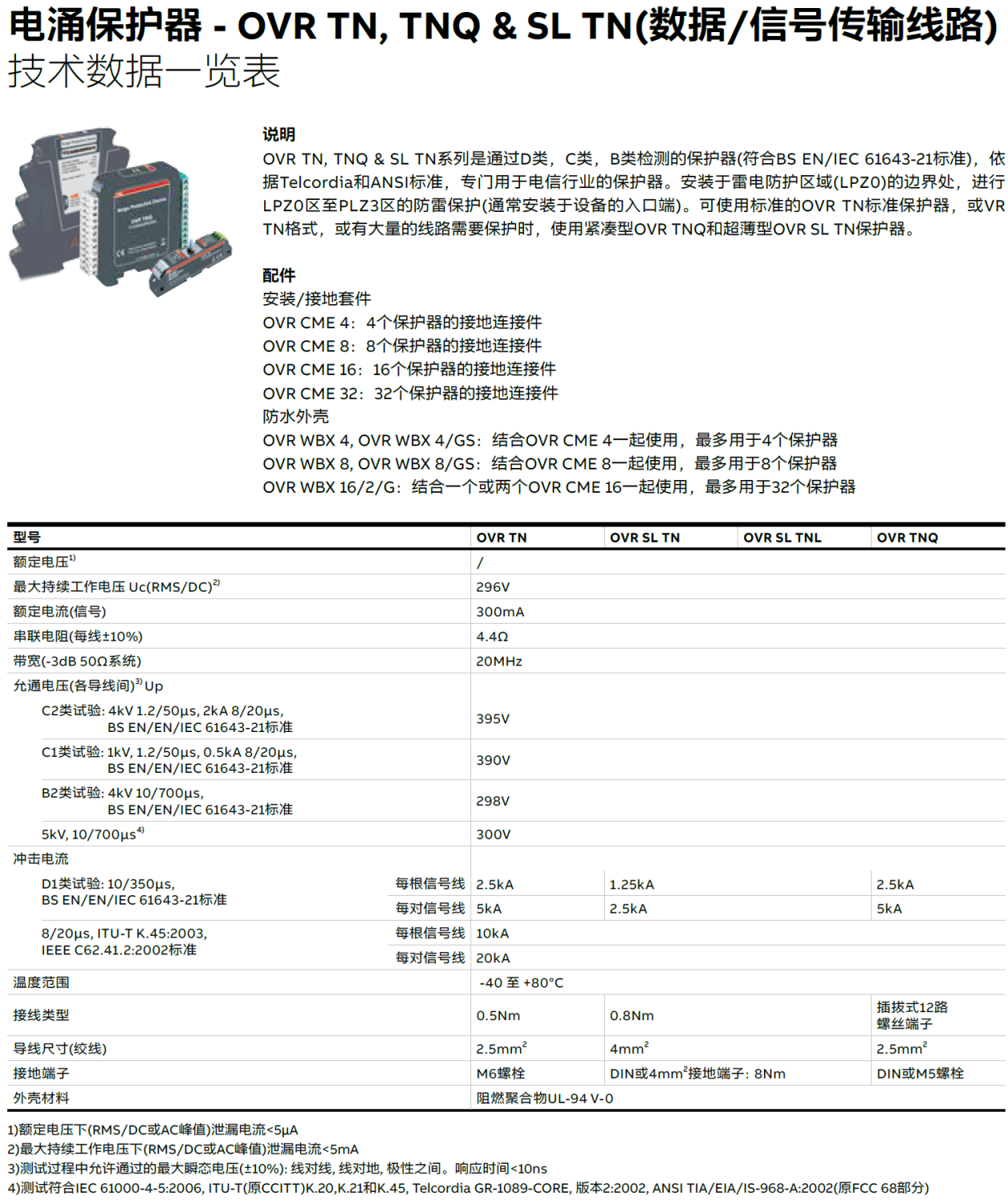 OVR SL TNL ABB電信行業(yè)數(shù)據(jù)信號(hào)防雷的智能化解決