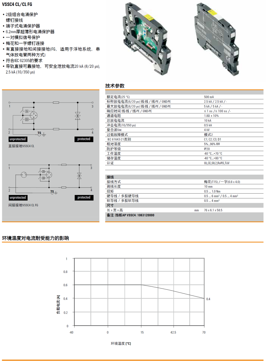 VSSC4 CL FG 24VAC/DC 0.5A 魏德米勒模擬信號電涌