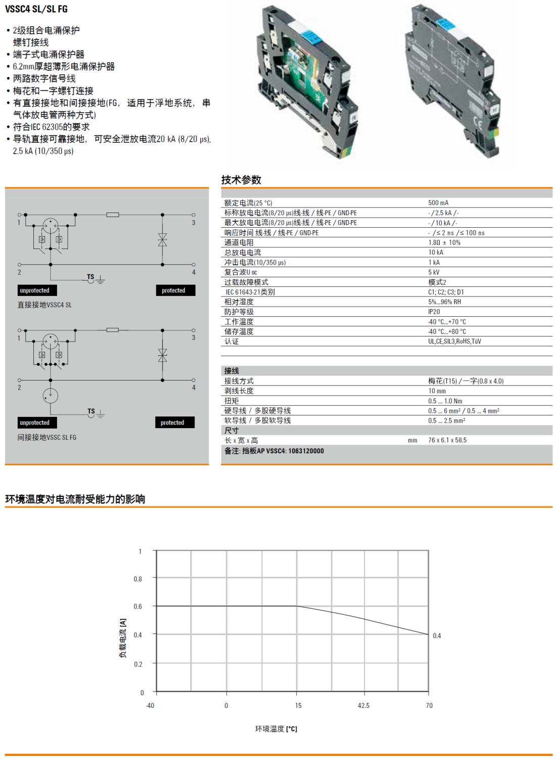 VSSC4 SL FG 12VDC 0.5A 魏德米勒數(shù)字信號電涌保