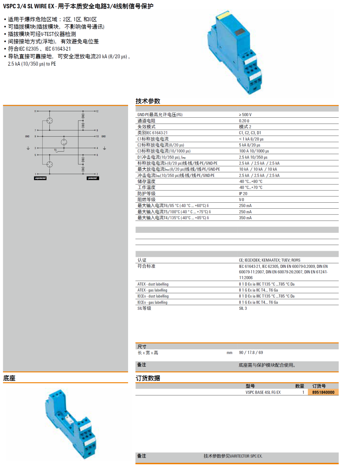 VSPC BASE 4SL FG EX：魏德米勒本質(zhì)安全電路3/4線(xiàn)制信號(hào)電涌保護(hù)器的核心底座設(shè)計(jì)